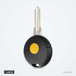 Coque de clé 1 bouton pour Smart Fortwo, Mercedes-Benz W124, W210 - vue de face, bouton orange