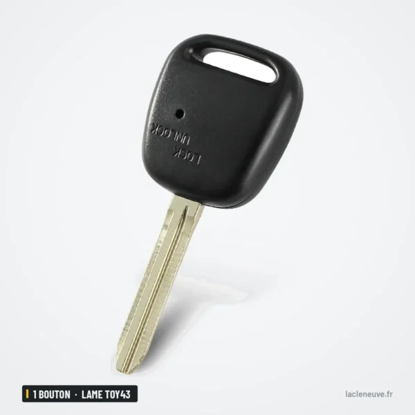 Coque de clé 1 bouton pour Toyota Corolla, Celica, Previa, lame TOY43 - gros plan sur la tête de la clé