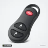 Coque de clé 2+1 ou 3 boutons pour Chrysler PT Cruiser, Dodge Ram, Jeep - vue de face, bouton panique en haut