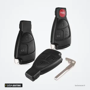 Coque de clé 2/3/4 boutons pour Mercedes-Benz Classe C, Classe E, Classe S - trois modèles de clés avec lame séparée