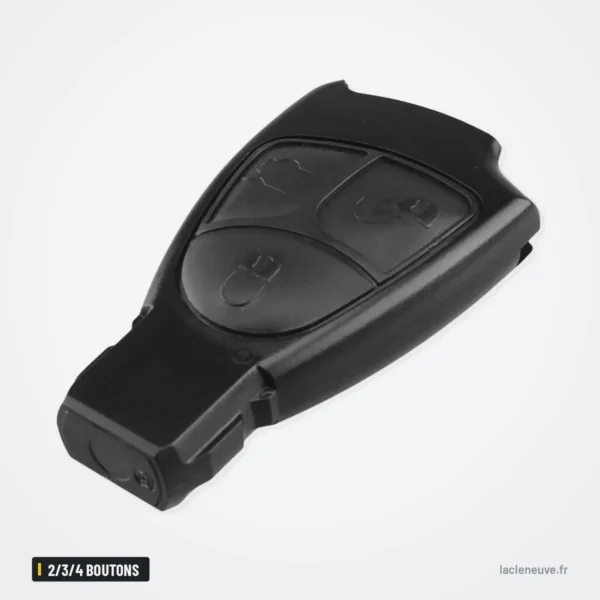 Coque de clé 2/3/4 boutons pour Mercedes-Benz Classe C, Classe E, Classe S - vue de face, trois boutons visibles