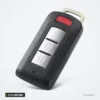 Coque de clé 2/3/4 boutons pour Mitsubishi Outlander, ASX, Pajero, Lancer - vue de face, lame rentrée, bouton rouge