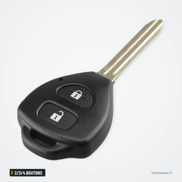 Coque de clé 2/3/4 boutons pour Toyota Camry, Corolla, Avalon, TOY43 - clé 2 boutons, vue de face, lame visible
