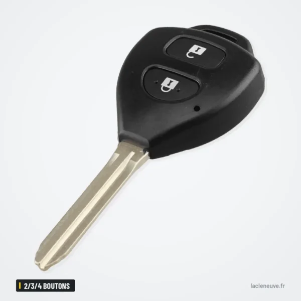 Coque de clé 2/3/4 boutons pour Toyota Camry, Corolla, Avalon, TOY43 - clé 2 boutons, vue de profil arrondie