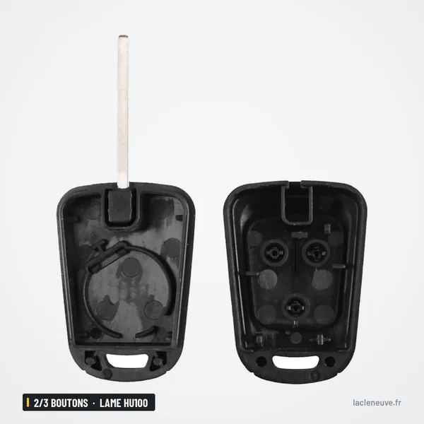 Coque de clé 2/3 boutons pour Chevrolet Aveo, Cruze, Malibu, lame HU100 - coque ouverte, deux coquilles et lame