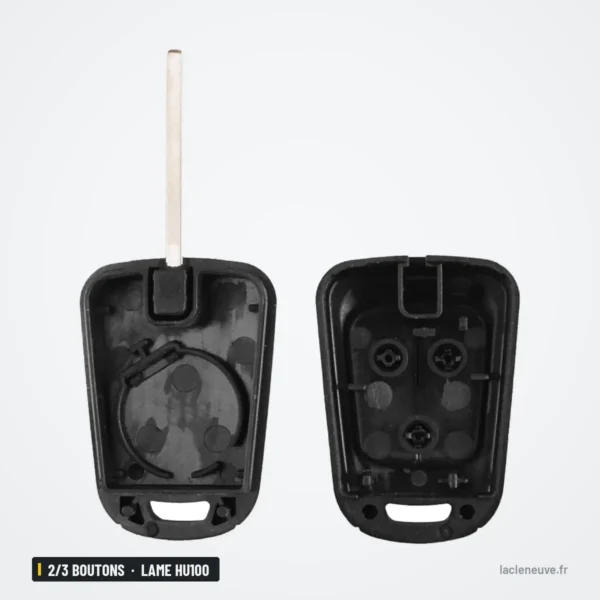 Coque de clé 2/3 boutons pour Chevrolet Aveo, Cruze, Malibu, Sonic, lame HU100 - coque ouverte en deux parties, lame séparée