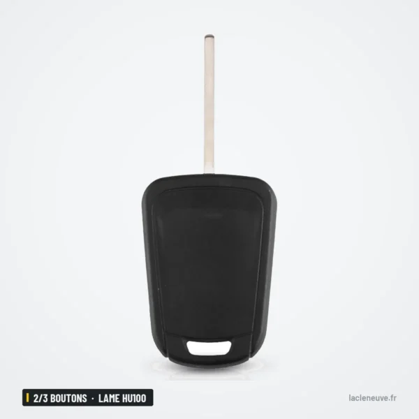 Coque de clé 2/3 boutons pour Chevrolet Aveo, Cruze, Malibu, Sonic, lame HU100 - vue de dos, lame dépliée