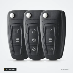 Coque de clé 2/3 boutons pour Ford Focus, Mondeo, C-Max, S-Max, HU101/FO21 - trois exemplaires, lame repliée