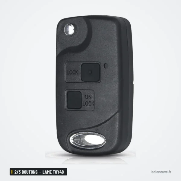 Coque de clé 2/3 boutons pour Lexus ES300, GS300, LS400, RX300 - vue de face, boutons verrouillage et déverrouillage