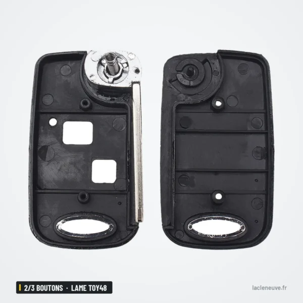 Coque de clé 2/3 boutons pour Lexus ES300, GS300, LS400, RX300, lame TOY48 - coque ouverte, deux faces vides