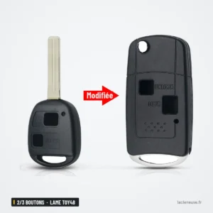 Coque de clé 2/3 boutons pour Lexus ES300, GX470, SC, GS, LS, lame TOY48 - comparaison clé d'origine et coque transformée Coque de clé 2/3 boutons pour Lexus ES300, GX470, SC, GS, LS, lame TOY48 - comparaison clé d'origine et coque transformée