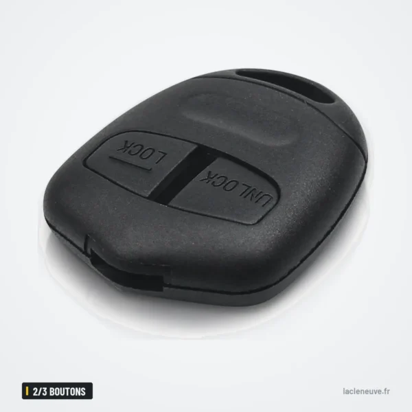 Coque de clé 2/3 boutons pour Mitsubishi Lancer, Outlander, Pajero, ASX - coque vue de face sous un angle incliné