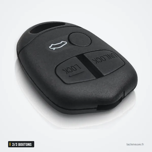 Coque de clé 2/3 boutons pour Mitsubishi Lancer, Outlander, Pajero, ASX - coque vue de profil, angle incliné