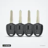 Coque de clé 2/3 boutons pour Mitsubishi Outlander, Pajero, Lancer, MIT8/MIT11 - quatre exemplaires alignés côte à côte