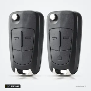 Coque de clé 2/3 boutons pour Opel Astra H, Corsa D, Vectra C, Zafira - deux coques identiques, vue de face