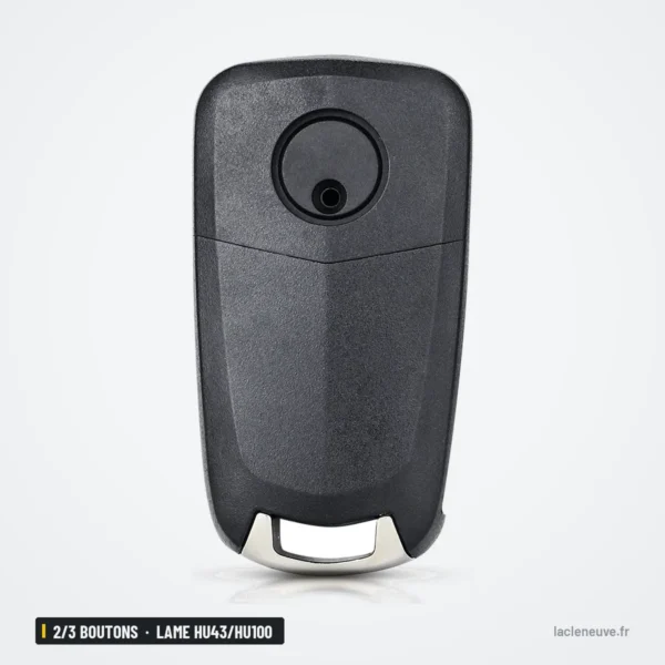 Coque de clé 2/3 boutons pour Opel Astra H, Corsa D, Zafira, lame HU43/HU100 - dos de la coque, lame rentrée