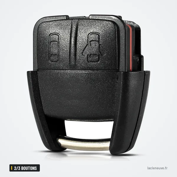 Coque de clé 2/3 boutons pour Opel Astra, Zafira, Frontera, Chevrolet Cruze - coque seule, vue de face, liseré rouge