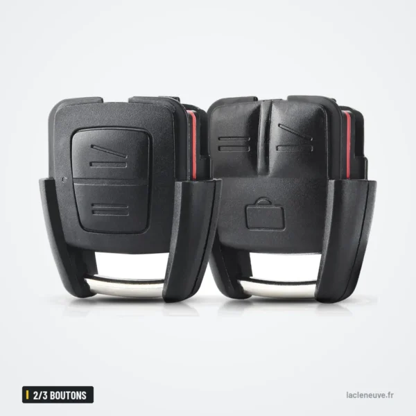 Coque de clé 2/3 boutons pour Opel Vectra, Zafira, Astra, Insignia - deux coques vues de face et de profil