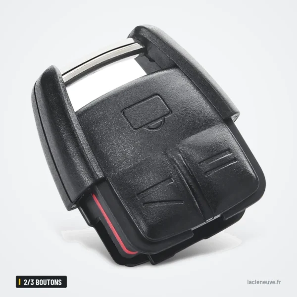 Coque de clé 2/3 boutons pour Opel Vectra, Zafira, Astra, Insignia - vue de dessous avec lame chromée