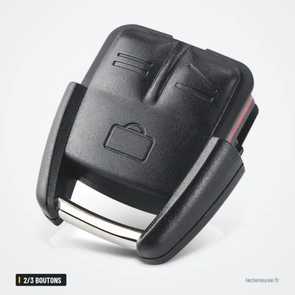 Coque de clé 2/3 boutons pour Opel Vectra, Zafira, Astra, Insignia - vue de trois quarts, boutons visibles