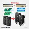 Coque de clé 2/3 boutons pour Peugeot 107, 207, 307, 308 - comparaison entre lame d'origine et lame reproduite