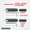 Coque de clé 2/3 boutons pour Peugeot 107, 207, 307, 308, lame VA2 ou HU83 - comparatif des numéros gravés sur la lame