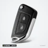 Coque de clé 2/3 boutons pour Peugeot 107, 207, 307, 308, lame VA2 ou HU83 - coque pliée, vue de face rapprochée