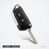 Coque de clé 2/3 boutons pour Peugeot 307, Citroën C4, C5, lame HU83/VA2 - vue en angle, contour chromé visible
