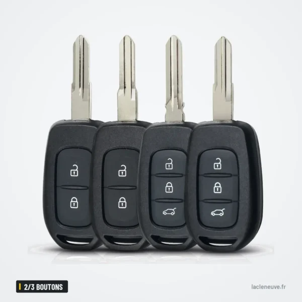 Coque de clé 2/3 boutons pour Renault Clio 4, Trafic, Dacia Logan - quatre clés pliantes complètes alignées