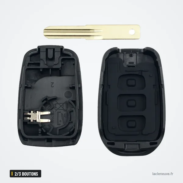 Coque de clé 2/3 boutons pour Renault Clio 4, Trafic, Dacia Logan - pièces détachées: lame et coque ouverte