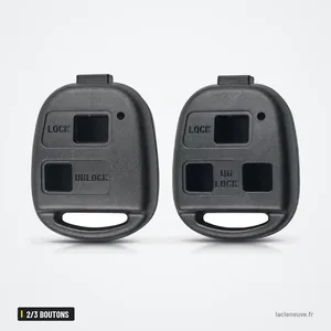 Coque de clé 2/3 boutons pour Toyota Camry, Corolla, Lexus RX, IS200 - deux télécommandes identiques, vue de face Coque de clé 2/3 boutons pour Toyota Camry, Corolla, Lexus RX, IS200 - deux télécommandes identiques, vue de face