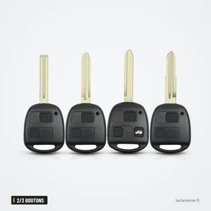 Coque de clé 2/3 boutons pour Toyota Camry, Corolla, RAV4, Lexus GX470 - quatre clés alignées avec lame et boutons Coque de clé 2/3 boutons pour Toyota Camry, Corolla, RAV4, Lexus GX470 - quatre clés alignées avec lame et boutons