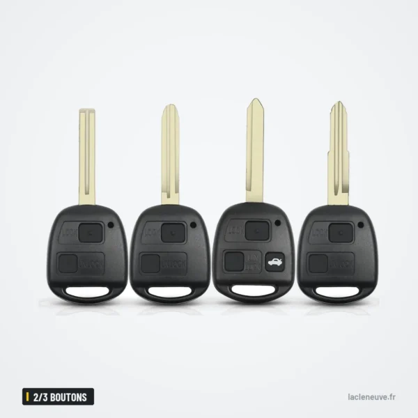 Coque de clé 2/3 boutons pour Toyota Camry, Corolla, RAV4, Lexus GX470 - quatre clés alignées avec lame et boutons