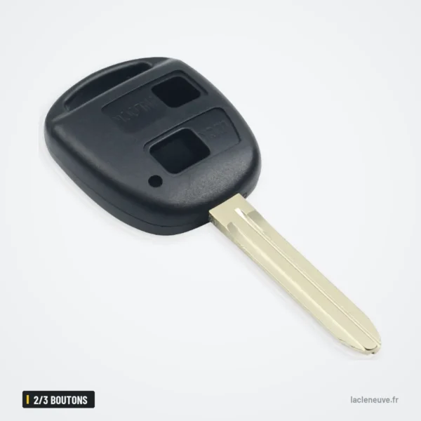 Coque de clé 2/3 boutons pour Toyota Camry, Corolla, RAV4, Lexus GX470 - gros plan sur les deux boutons, sans lame visible