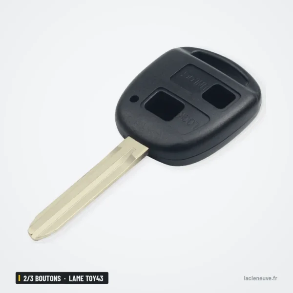 Coque de clé 2/3 boutons pour Toyota Camry, Corolla, Yaris, Prado, lame TOY43 - clé fixe seule, deux boutons, lame visible