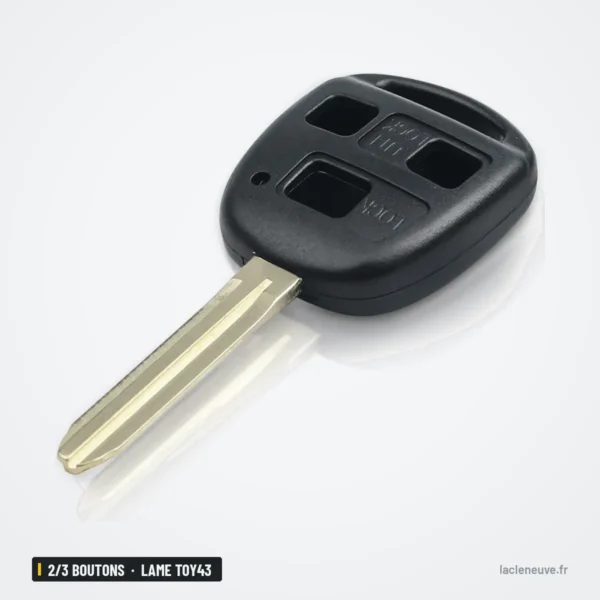 Coque de clé 2/3 boutons pour Toyota Camry, Corolla, Yaris, Prado, lame TOY43 - clé fixe, trois boutons, lame visible