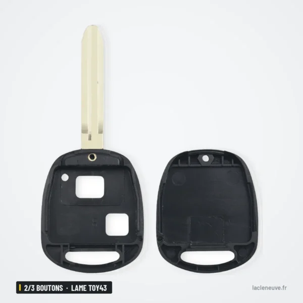 Coque de clé 2/3 boutons pour Toyota Camry, Corolla, Yaris, Prado, lame TOY43 - coque démontée, face avant et dos séparés