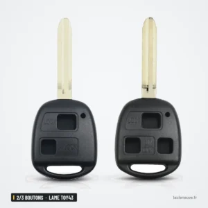 Coque de clé 2/3 boutons pour Toyota Corolla, Camry, RAV4, Yaris, lame TOY43 - deux clés identiques côte à côte