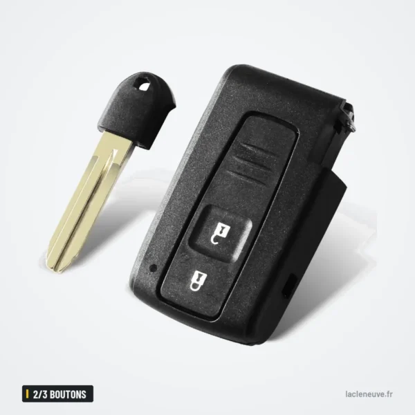 Coque de clé 2/3 boutons pour Toyota Corolla, Corolla Verso, Prius - lame et boîtier assemblés en biais