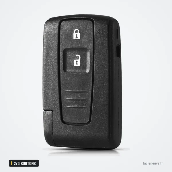 Coque de clé 2/3 boutons pour Toyota Corolla, Corolla Verso, Prius - vue de face légèrement inclinée
