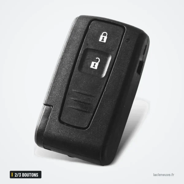Coque de clé 2/3 boutons pour Toyota Corolla, Corolla Verso, Prius - vue de trois quarts, tranche visible