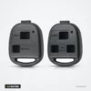 Coque de clé 2/3 boutons pour Toyota RAV4, Yaris, Corolla, Land Cruiser - deux coques identiques côte à côte, vue de face