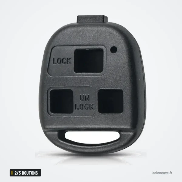 Coque de clé 2/3 boutons pour Toyota RAV4, Yaris, Corolla, Land Cruiser - vue de face, trois boutons visibles