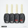 Coque de clé 2 à 4 boutons pour Honda Accord, Civic, CR-V, Pilot - quatre clés alignées, lames vers le haut