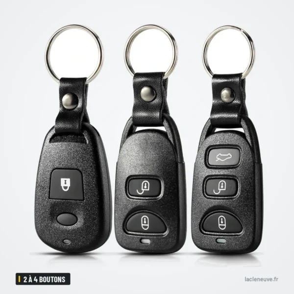 Coque de clé 2 à 4 boutons pour Hyundai Elantra, Sonata, Santa Fe - trois télécommandes à trois boutons côte à côte