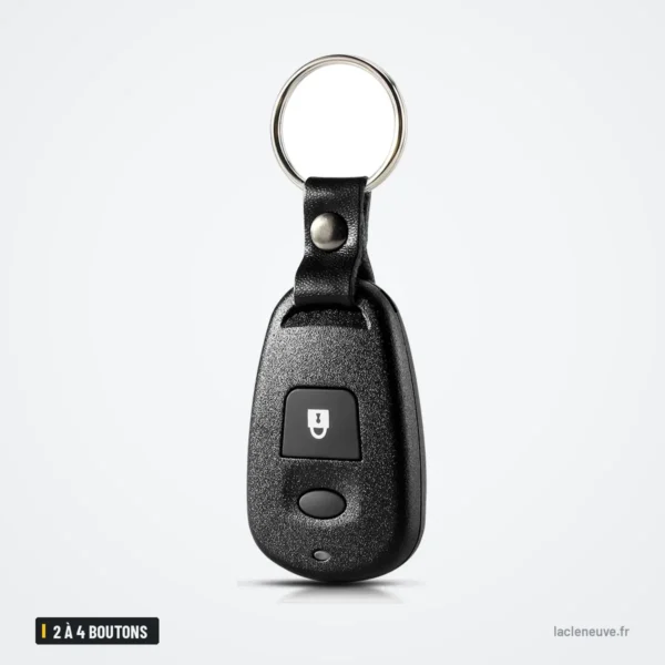 Coque de clé 2 à 4 boutons pour Hyundai Elantra, Sonata, Santa Fe, Kia Carens - vue de face, bouton visible, angle différent