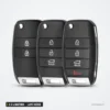 Coque de clé 2 à 4 boutons pour Kia Sportage, Sorento, Ceed, lame vierge - trois coques identiques alignées, boutons visibles