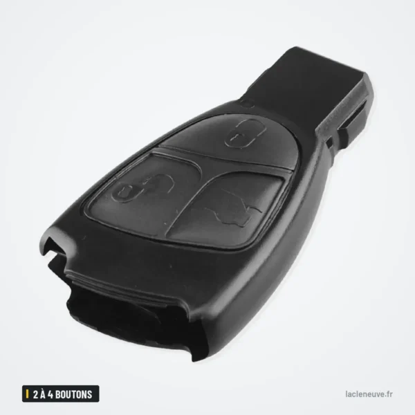 Coque de clé 2 à 4 boutons pour Mercedes-Benz B, C, E, ML, S, Vito 639 - vue en biais, tranche et boutons visibles