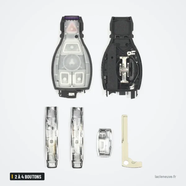 Coque de clé 2 à 4 boutons pour Mercedes-Benz W203, W204, W211, W212 - pièces détachées, coque et languettes