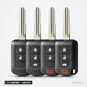 Coque de clé 2 à 4 boutons pour Mitsubishi Eclipse, Outlander, lame MIT11 - quatre clés alignées, quatre boutons chacune